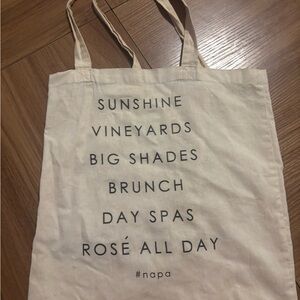 Napa Cream Tote Bag with Black Text
